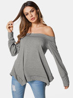 Wholesale Off The Shoulder Plain Long Sleeve T-Shirt