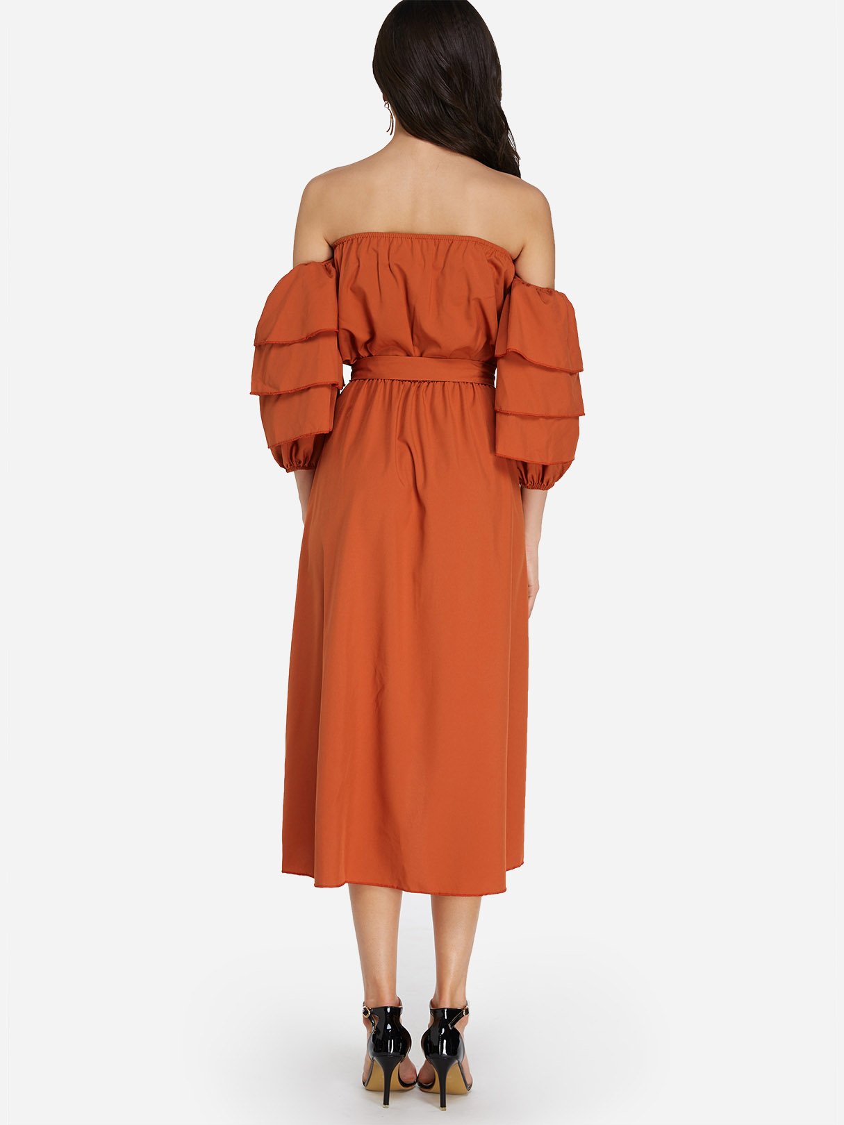 NEW FEELING Womens Red Off The Shoulder Dresses