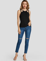NEW FEELING Womens Black Camis