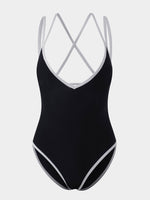 Wholesale Halter Deep V Neck Sleeveless Plain Backless One-Pieces Swimsuits