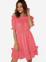 OEM Ladies Pink Off The Shoulder Dresses