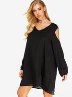 Wholesale Black Cold Shoulder Long Sleeve Dresses