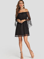 NEW FEELING Womens Black Off The Shoulder Dresses