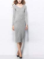 OEM Ladies Grey Midi Dresses
