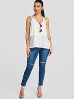 NEW FEELING Womens White Camis