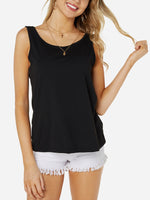Wholesale Round Neck Backless Sleeveless Black Tank Top