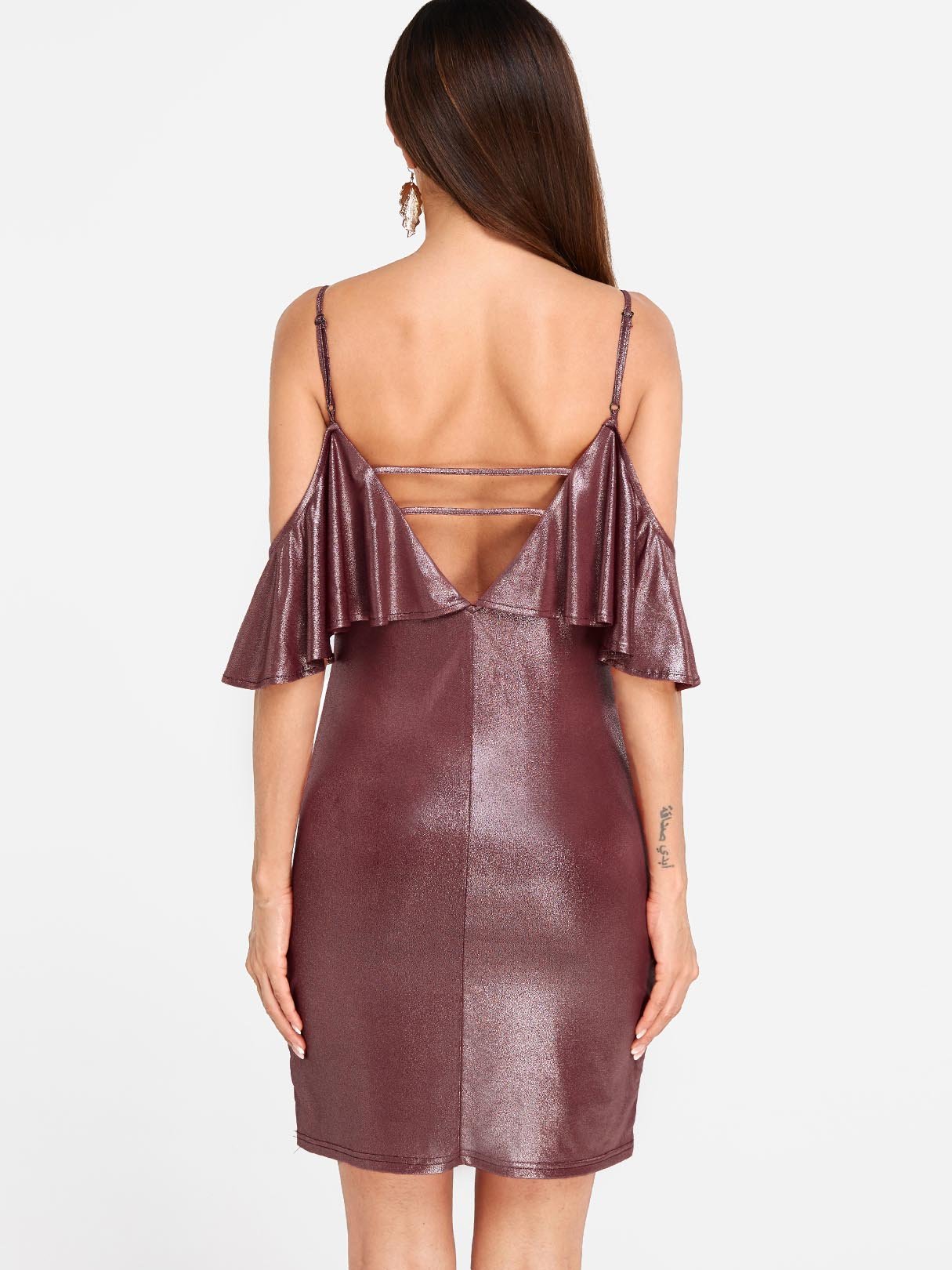 NEW FEELING Womens Burgundy V-Neck Dresses