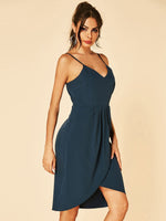 OEM Ladies Navy V-Neck Dresses