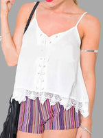Wholesale Lace Hem Cami Top With Cross Back