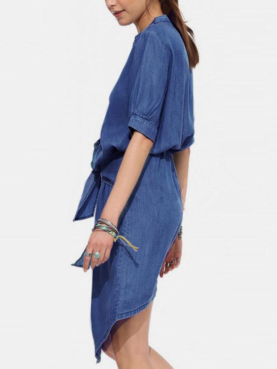 OEM Ladies Blue Midi Dresses