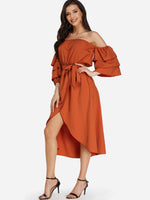 OEM Ladies Red Off The Shoulder Dresses