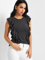 Wholesale Round Neck Sleeveless Black Tank Top