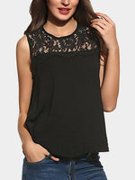 Wholesale Crew Neck Plain Lace Sleeveless Tank Top