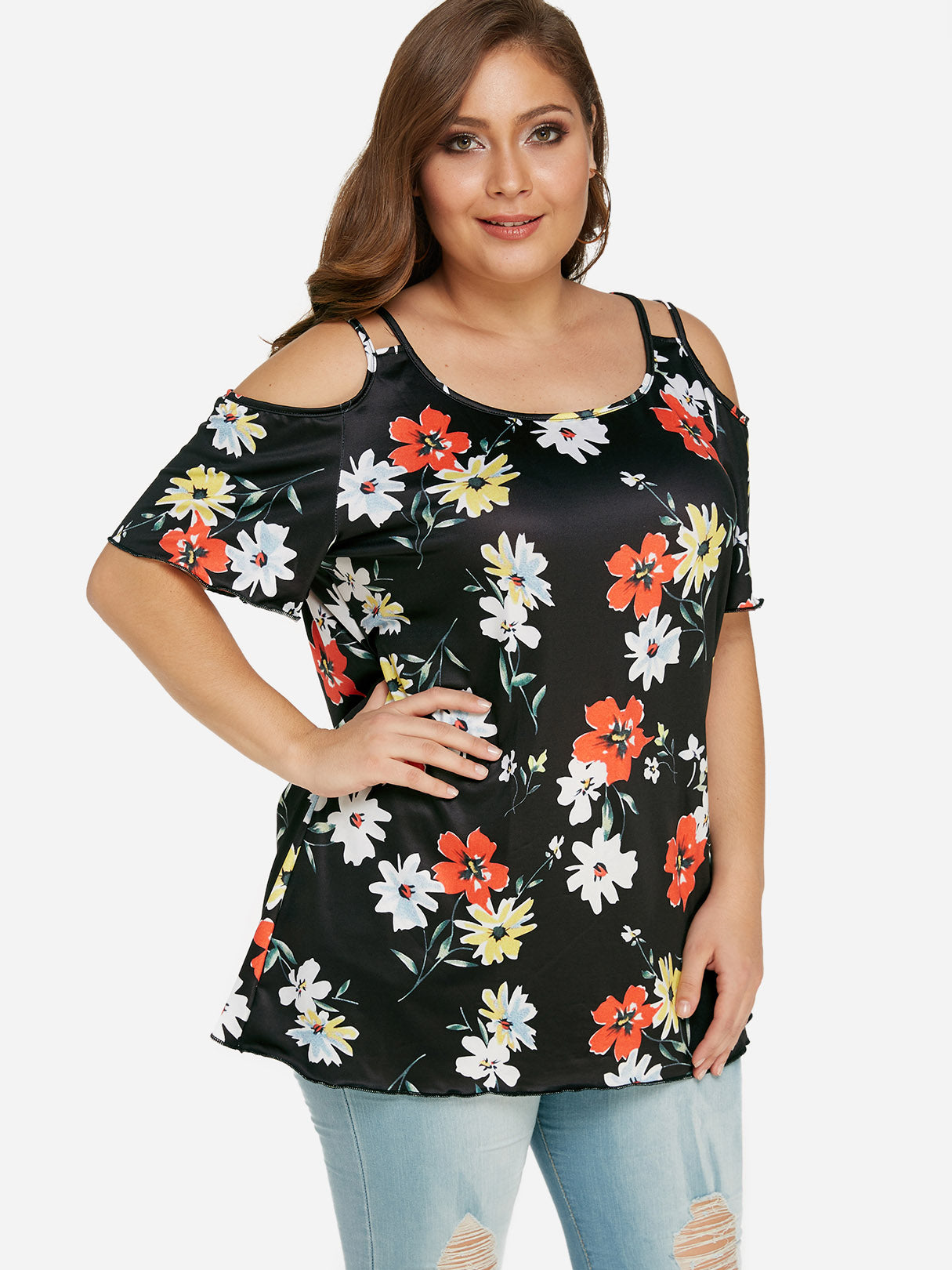 OEM Ladies Floral Plus Size Tops