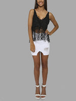 Wholesale V-Neck Tassel Sleeveless Tassel Hem Black Camis