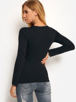 NEW FEELING Womens Black T-Shirts