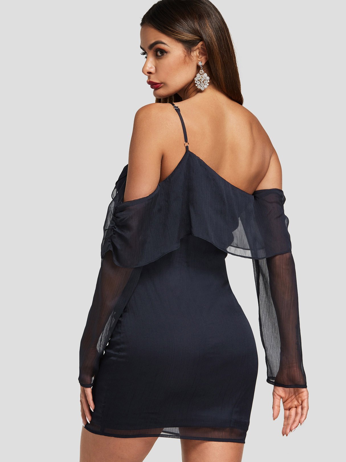 NEW FEELING Womens Navy Off The Shoulder Dresses