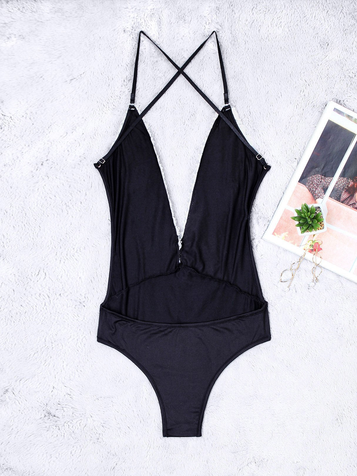 NEW FEELING Womens Black One-Pieces