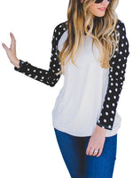 Wholesale Round Neck Polka Dot Long Sleeve Top