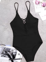 Wholesale V-Neck Sleeveless Lace-Up One-Pieces