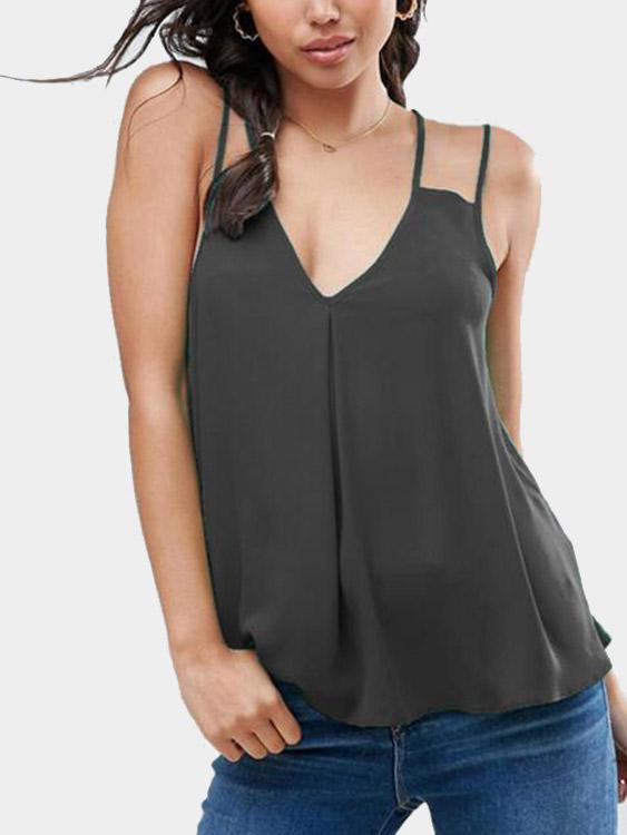 Wholesale Deep V Neck Plain Sleeveless Camis