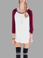 Wholesale Round Neck Assorted Colour 3/4 Sleeve T-Shirts