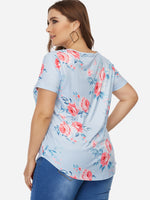 NEW FEELING Womens Sky Blue Plus Size Tops
