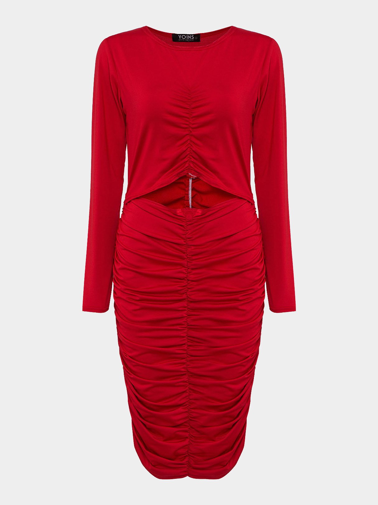 Wholesale Pleated Slim Midi Dresses With Cut Out