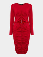 Wholesale Pleated Slim Midi Dresses With Cut Out