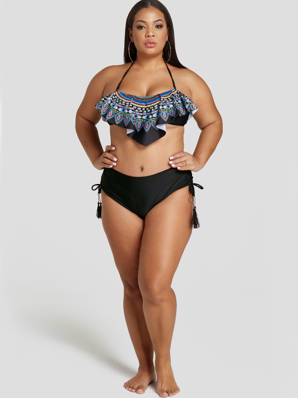 NEW FEELING Womens Black Plus Size Swimwear