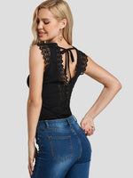 Wholesale V-Neck Lace Backless Self-Tie Sleeveless Tank Top