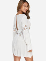 NEW FEELING Womens White V-Neck Dresses