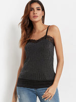 Wholesale Plain Lace Trim Black Camis