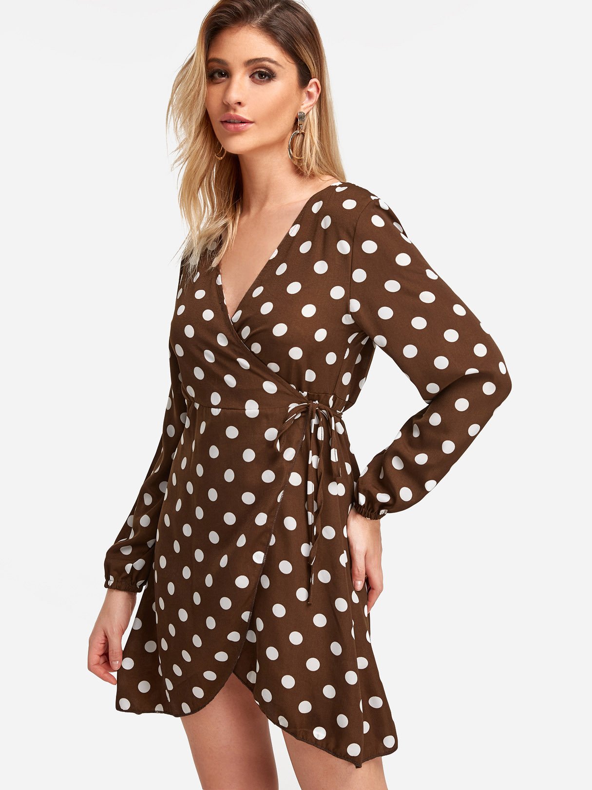 OEM Ladies Coffee V-Neck Dresses