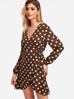 OEM Ladies Coffee V-Neck Dresses