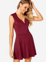 OEM Ladies Red V-Neck Dresses