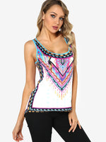 Wholesale Scoop Neck Floral Print Sleeveless Curved Hem Camis