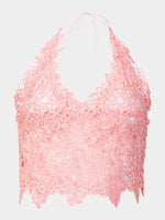 Wholesale Halter Lace Sleeveless Pink Camis