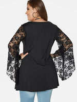 NEW FEELING Womens Black Plus Size Tops