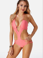 Custom Ladies V-Neck One-Pieces Swimwears