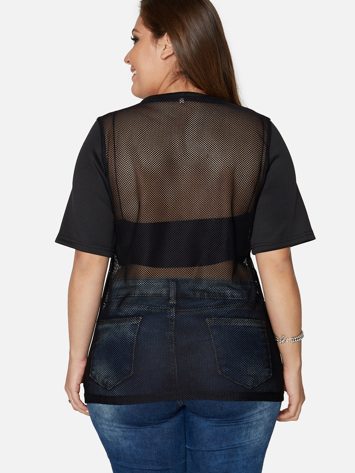 NEW FEELING Womens Black Plus Size Tops