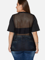 NEW FEELING Womens Black Plus Size Tops