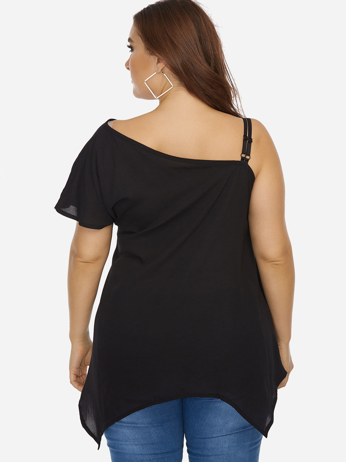 NEW FEELING Womens Black Plus Size Tops