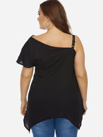 NEW FEELING Womens Black Plus Size Tops