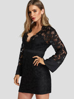 OEM Ladies Black V-Neck Dresses