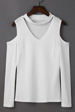 Wholesale V-Neck Cold Shoulder Hollow Long Sleeve Top