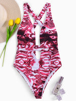 Wholesale Halter Sleeveless Snake Tie-Up Bikinis