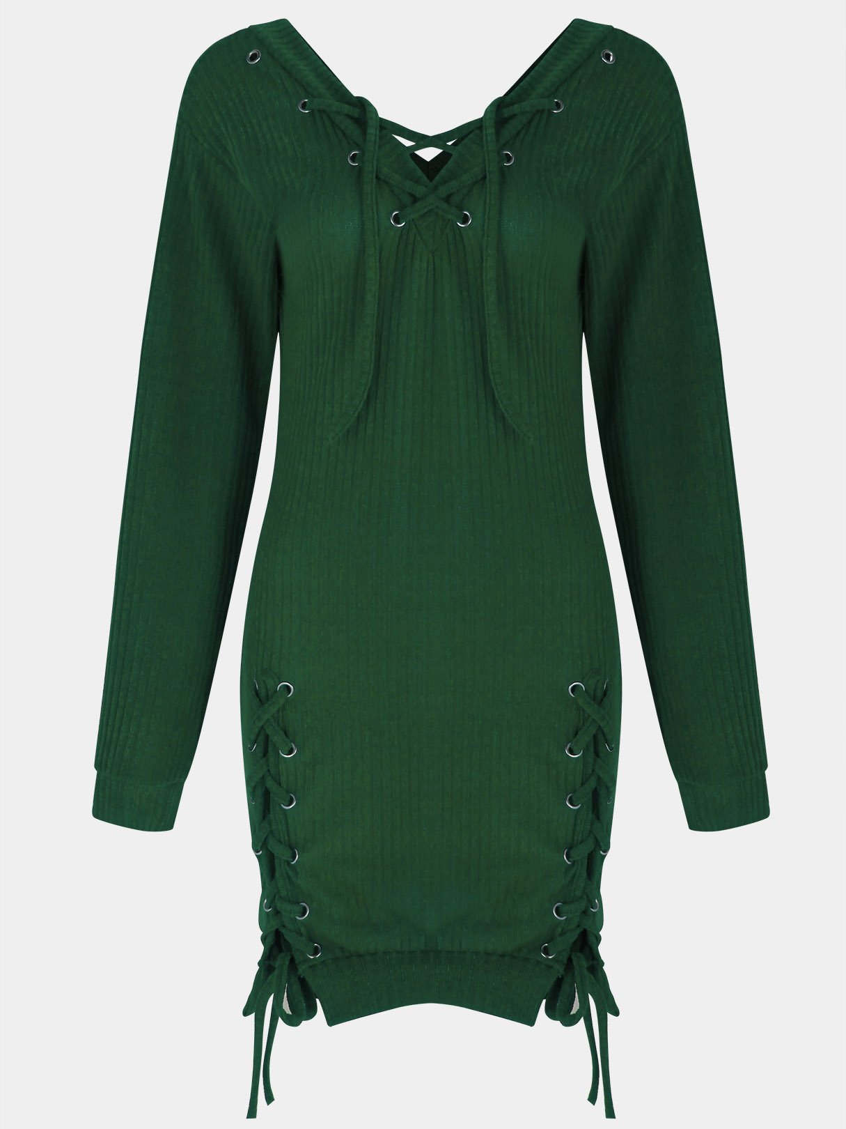 OEM Ladies Green V-Neck Dresses