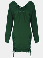 OEM Ladies Green V-Neck Dresses