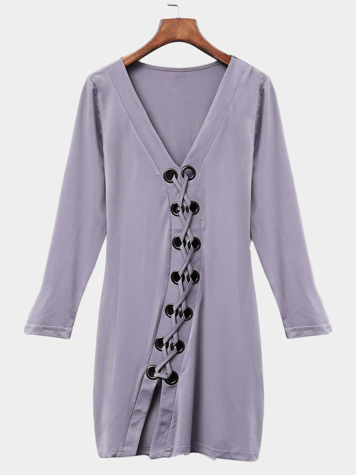 NEW FEELING Womens Grey V-Neck Dresses